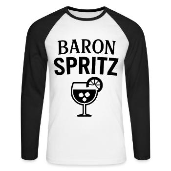 baron spritz Humour Drôles Noël - T-shirt baseball manches longues Homme - blanc/noir - Devant - Nik (191cm)