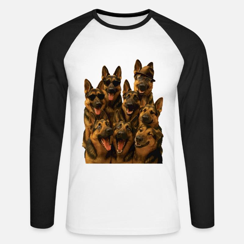 Deutscher Schäferhund - Unisex Baseballshirt langarm - Weiß/Schwarz