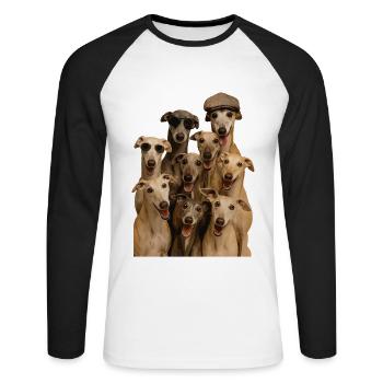Windhund - Unisex Baseballshirt langarm - Weiß/Schwarz - Vorne - Nik (191cm)