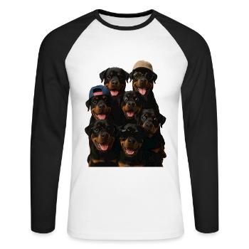 Rottweiler - Unisex Baseballshirt langarm - Weiß/Schwarz - Vorne - Nik (191cm)