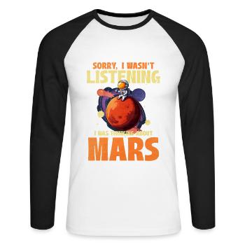 Mars - T-shirt baseball manches longues Homme - blanc/noir - Devant - Nik (191cm)