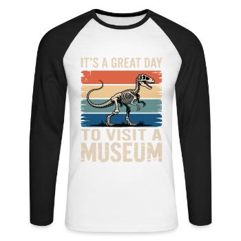 Musée - T-shirt baseball manches longues Homme - blanc/noir - Devant - Nik (191cm)