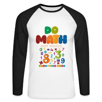 Mathe - Unisex Baseballshirt langarm - Weiß/Schwarz - Vorne - Nik (191cm)