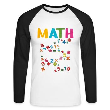 Mathe - Unisex Baseballshirt langarm - Weiß/Schwarz - Vorne - Nik (191cm)