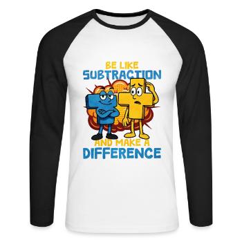 Mathe - Unisex Baseballshirt langarm - Weiß/Schwarz - Vorne - Nik (191cm)
