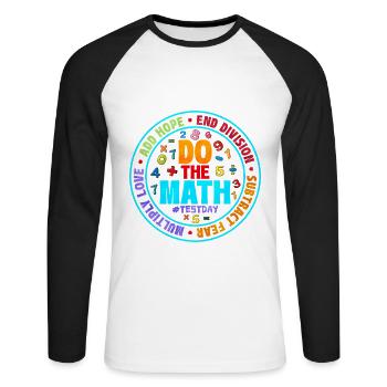 Mathe - Unisex Baseballshirt langarm - Weiß/Schwarz - Vorne - Nik (191cm)