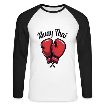 Drôle Muay Thai Boxe Muay Thai - T-shirt baseball manches longues Homme - blanc/noir - Devant - Nik (191cm)