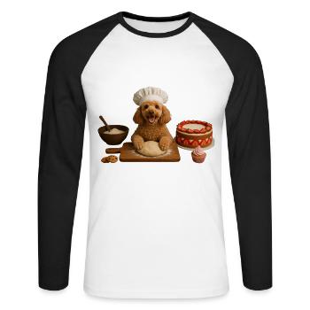 Poodle Baking Cake Cookies - Unisex Long Sleeve Baseball T-Shirt - white/black - Front - Nik (191cm)