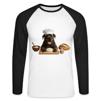 Cane Corso Italiano Baking Cake Cookies - Unisex Long Sleeve Baseball T-Shirt - white/black - Front - Nik (191cm)