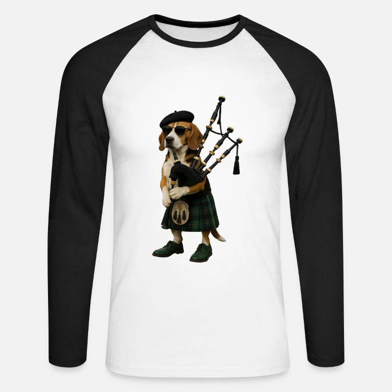 Beagle Dudelsack - Unisex Baseballshirt langarm - Weiß/Schwarz