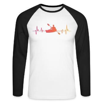 canoéiste kayak sunset battement de coeur canoë - T-shirt baseball manches longues Homme - blanc/noir - Devant - Nik (191cm)