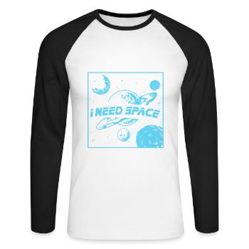 Science, nerd, physique, cadeau, idée cadeau - T-shirt baseball manches longues Homme - blanc/noir - Devant - Nik (191cm)