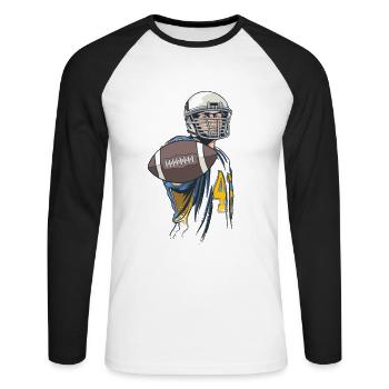 American Football - Unisex Baseballshirt langarm - Weiß/Schwarz - Vorne - Nik (191cm)