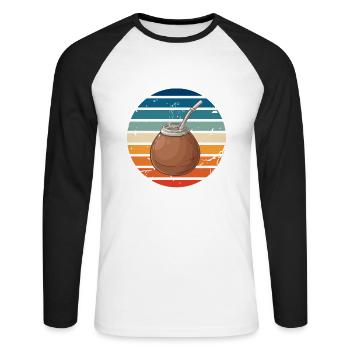 Mate Tee Südamerika Matestrauch Kalebasse Bombilla - Unisex Baseballshirt langarm - Weiß/Schwarz - Vorne - Nik (191cm)