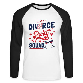Divorce Party Squad - Unisex Long Sleeve Baseball T-Shirt - white/black - Front - Nik (191cm)