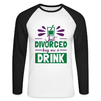 Just Divorced - Unisex Long Sleeve Baseball T-Shirt - white/black - Front - Nik (191cm)