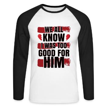 Divorce Women - Unisex Long Sleeve Baseball T-Shirt - white/black - Front - Nik (191cm)