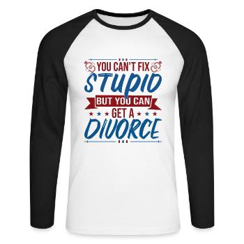You Can Get A Divorce - Unisex Long Sleeve Baseball T-Shirt - white/black - Front - Nik (191cm)