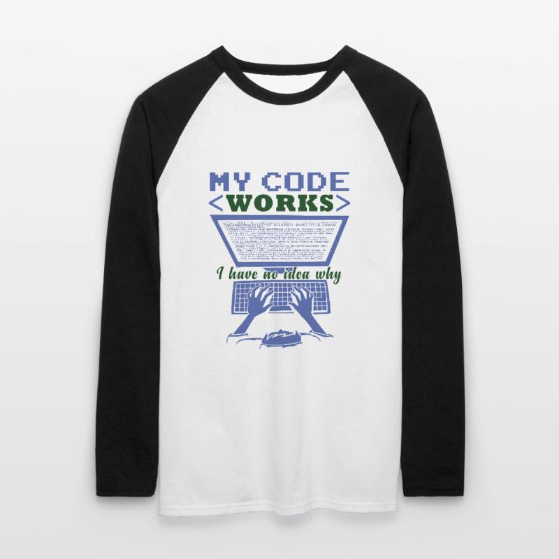Funny Code Joke Coding Unisex Long Sleeve Baseball T-Shirt