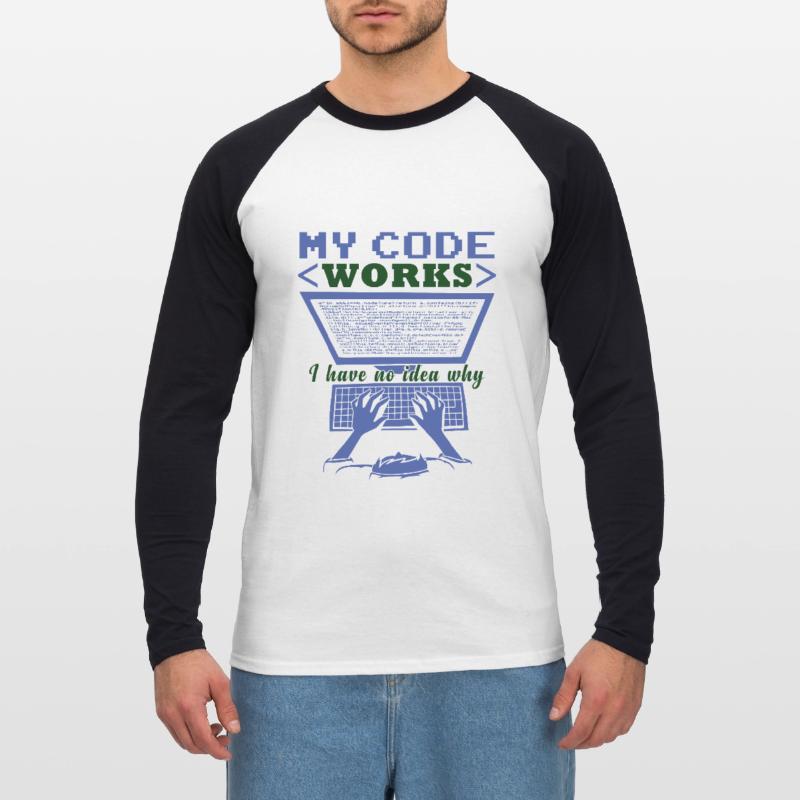 Funny Code Joke Coding Unisex Long Sleeve Baseball T-Shirt