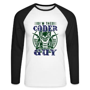I'm The Coder Guy - Unisex Long Sleeve Baseball T-Shirt - white/black - Front - Nik (191cm)