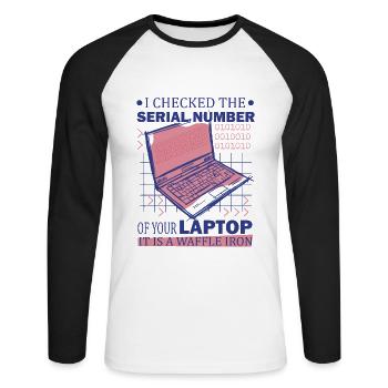 Funny Computer Science IT Support - Unisex Long Sleeve Baseball T-Shirt - white/black - Front - Nik (191cm)