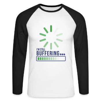 I'm Still Buffering - Unisex Long Sleeve Baseball T-Shirt - white/black - Front - Nik (191cm)