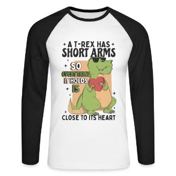 Niedlicher TRex - Unisex Baseballshirt langarm - Weiß/Schwarz - Vorne - Nik (191cm)