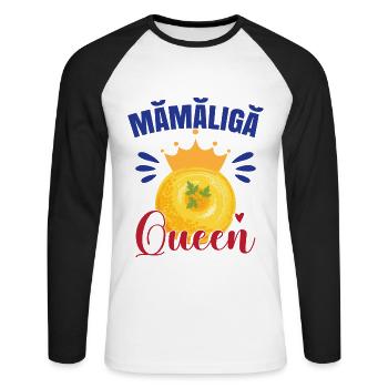 Reine Mamaliga - T-shirt baseball manches longues Homme - blanc/noir - Devant - Nik (191cm)