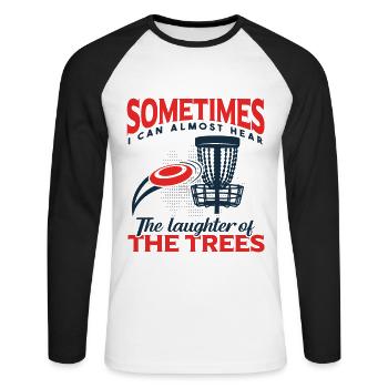 Disc Golf Lustiger Frisbee Disc Golf Spieler - Unisex Baseballshirt langarm - Weiß/Schwarz - Vorne - Nik (191cm)