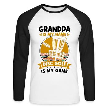 Opa Disc Golf - Unisex Baseballshirt langarm - Weiß/Schwarz - Vorne - Nik (191cm)