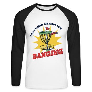 Discgolfspieler sagen Männer - Unisex Baseballshirt langarm - Weiß/Schwarz - Vorne - Nik (191cm)