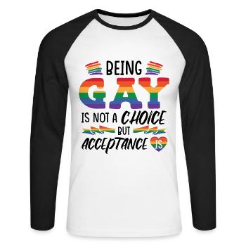 Citation gay Mois de la fierté LGBTQ - T-shirt baseball manches longues Homme - blanc/noir - Devant - Nik (191cm)