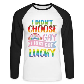 Gay Pride - T-shirt baseball manches longues Homme - blanc/noir - Devant - Nik (191cm)