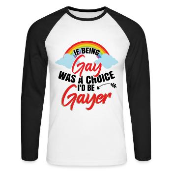 Gay Pride LGBTQ - T-shirt baseball manches longues Homme - blanc/noir - Devant - Nik (191cm)