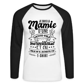 Je Suis La Mamie D'Une Petite-Fille Merveilleuse - T-shirt baseball manches longues Homme - blanc/noir - Devant - Nik (191cm)