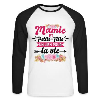 Mamie Et Petite-Fille - T-shirt baseball manches longues Homme - blanc/noir - Devant - Nik (191cm)