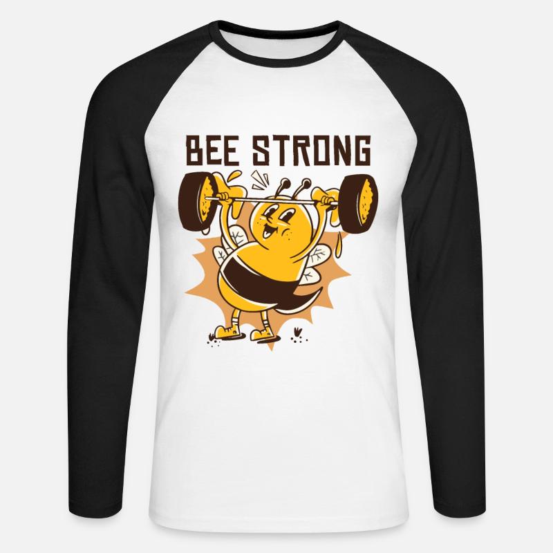 Bienen stark - Unisex Baseballshirt langarm - Weiß/Schwarz