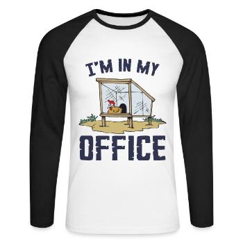 Je suis dans mon bureau - T-shirt baseball manches longues Homme - blanc/noir - Devant - Nik (191cm)
