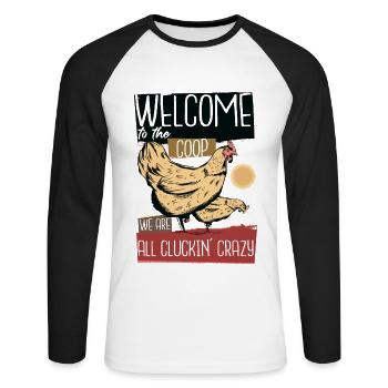 Poulailler Éleveur Élevage Poule - T-shirt baseball manches longues Homme - blanc/noir - Devant - Nik (191cm)