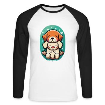 Ausgefallene Langschläfer Morgenmuffel Schlafshirt - Unisex Baseballshirt langarm - Weiß/Schwarz - Vorne - Nik (191cm)