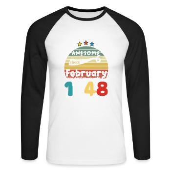 1948 Vintage Retro Jubiläum Limitierte Auflage - Unisex Baseballshirt langarm - Weiß/Schwarz - Vorne - Nik (191cm)