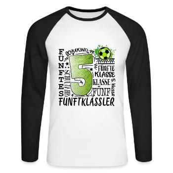 5th Grade Football - Unisex Long Sleeve Baseball T-Shirt - white/black - Front - Nik (191cm)