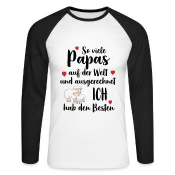 Tant de papas que j’ai le meilleur, le meilleur, le meilleur papa - T-shirt baseball manches longues Homme - blanc/noir - Devant - Nik (191cm)
