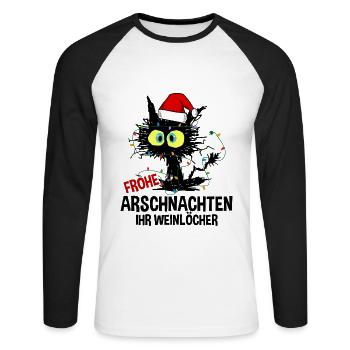 Happy ass nights you wine holes - Unisex Long Sleeve Baseball T-Shirt - white/black - Front - Nik (191cm)