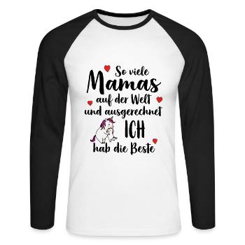 Beste Mama So Viele Mamas Ich Hab Die Beste - Unisex Baseballshirt langarm - Weiß/Schwarz - Vorne - Nik (191cm)