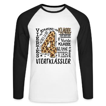 4.Klasse - Unisex Baseballshirt langarm - Weiß/Schwarz - Vorne - Nik (191cm)