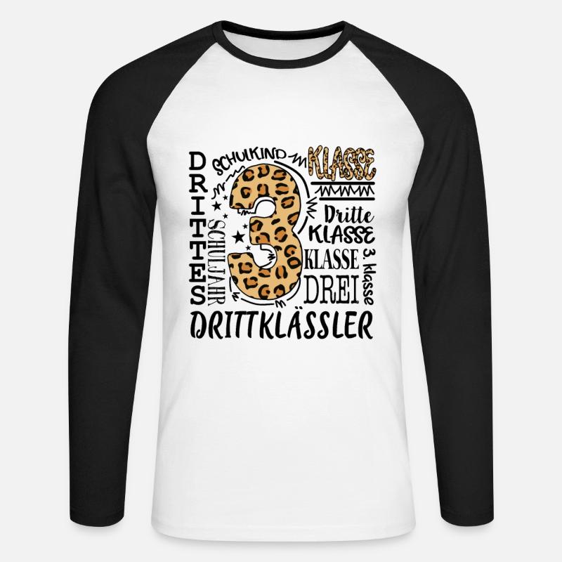 3.Klasse - Unisex Baseballshirt langarm - Weiß/Schwarz