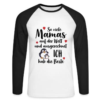 Beste Mama So Viele Mamas Ich Hab Die Beste - Unisex Baseballshirt langarm - Weiß/Schwarz - Vorne - Nik (191cm)