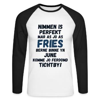 Gift idea for Frisians born in June - Unisex Long Sleeve Baseball T-Shirt - white/black - Front - Nik (191cm)
